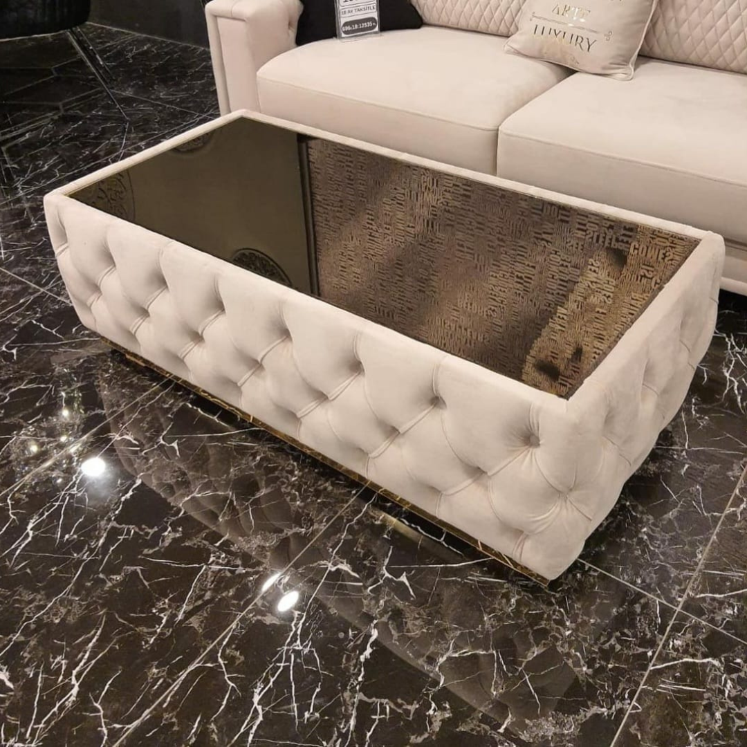 Upholstered shop center table